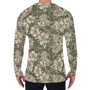 Aloha Hawaiian Camo Flower Pattern Print Men's Long Sleeve T-Shirt