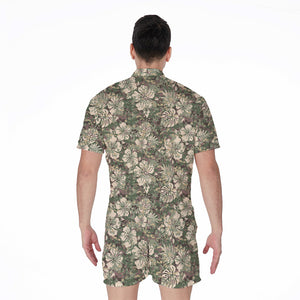 Aloha Hawaiian Camo Flower Pattern Print Men's Rompers