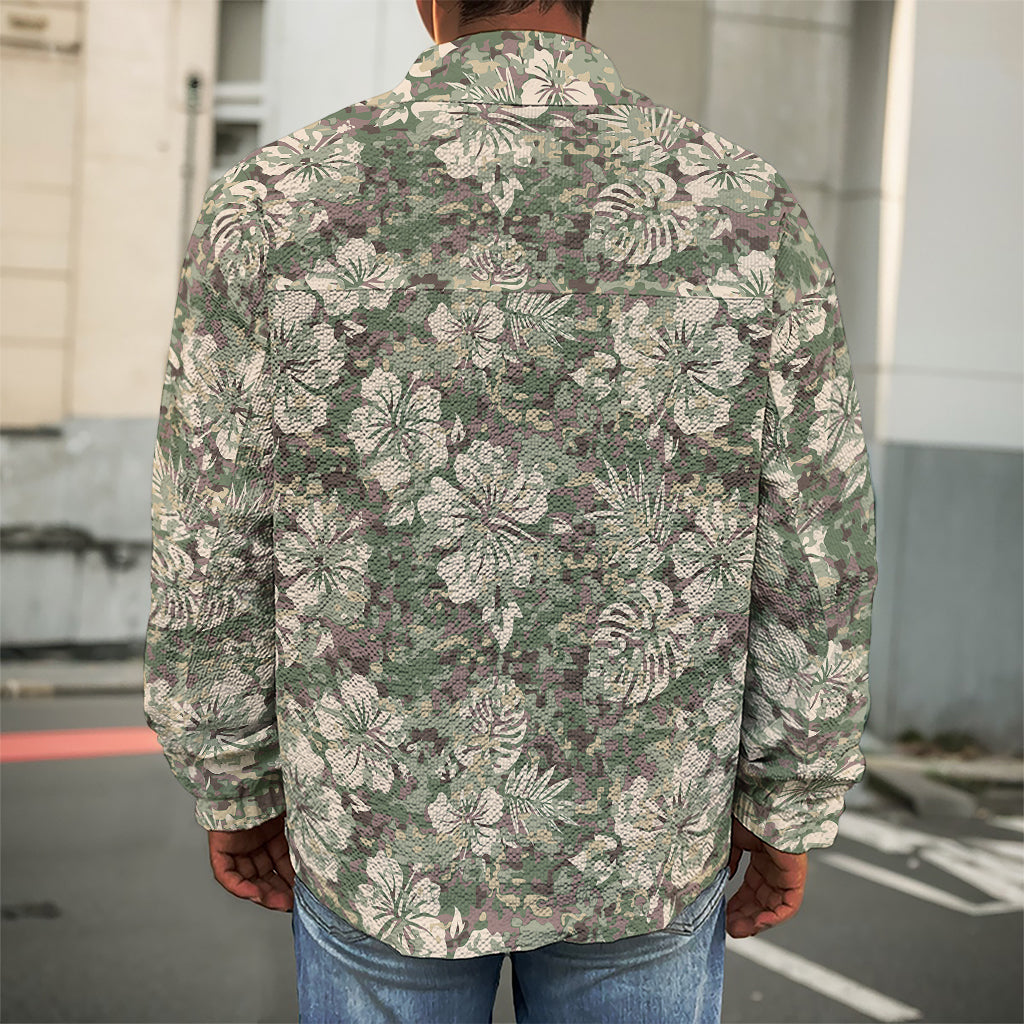 Aloha Hawaiian Camo Flower Pattern Print Men's Shirt Jacket