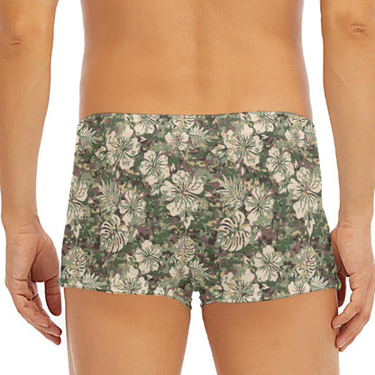 Aloha Hawaiian Camo Flower Pattern Print Men's Short Boxer Briefs
