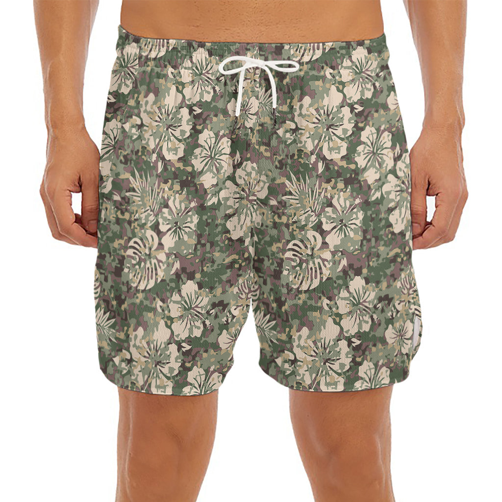 Aloha Hawaiian Camo Flower Pattern Print Men's Split Running Shorts