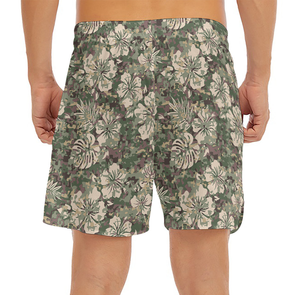 Aloha Hawaiian Camo Flower Pattern Print Men's Split Running Shorts