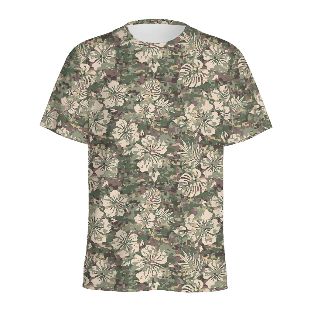 Aloha Hawaiian Camo Flower Pattern Print Men's Sports T-Shirt