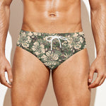 Aloha Hawaiian Camo Flower Pattern Print Men's Swim Briefs