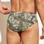 Aloha Hawaiian Camo Flower Pattern Print Men's Swim Briefs