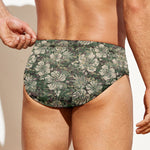 Aloha Hawaiian Camo Flower Pattern Print Men's Swim Briefs