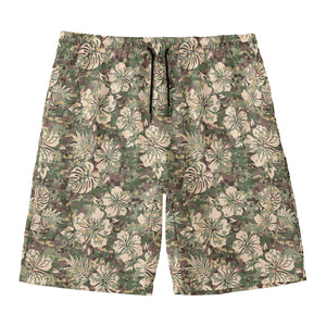 Aloha Hawaiian Camo Flower Pattern Print Men's Swim Trunks