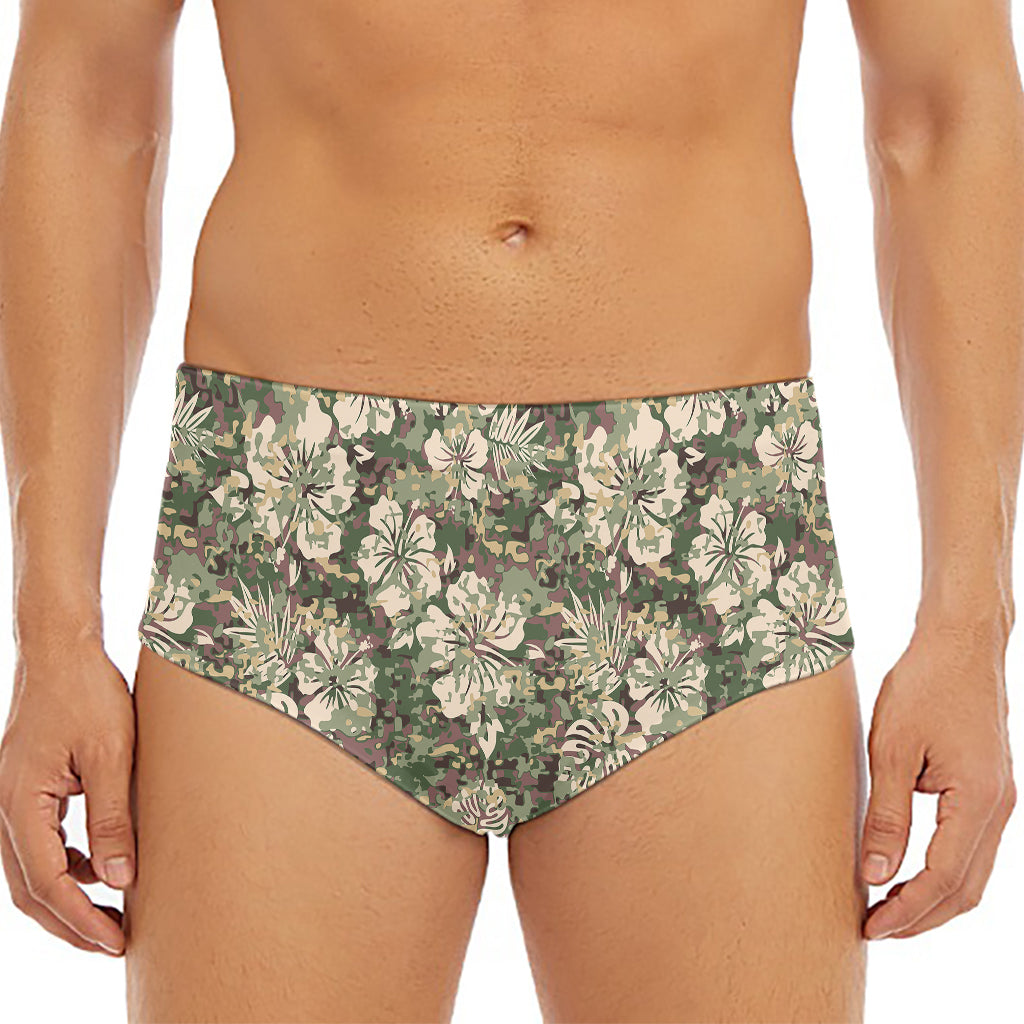 Aloha Hawaiian Camo Flower Pattern Print Men's Triangle Swim Briefs