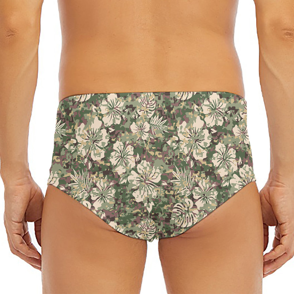 Aloha Hawaiian Camo Flower Pattern Print Men's Triangle Swim Briefs