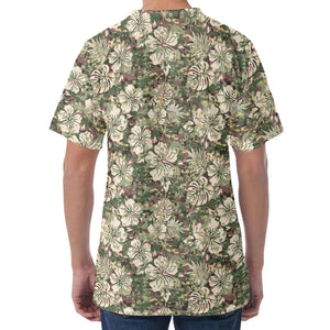 Aloha Hawaiian Camo Flower Pattern Print Men's Velvet T-Shirt