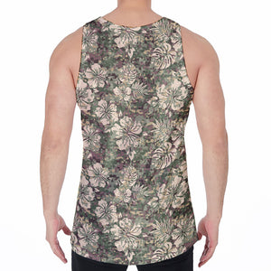 Aloha Hawaiian Camo Flower Pattern Print Men's Velvet Tank Top