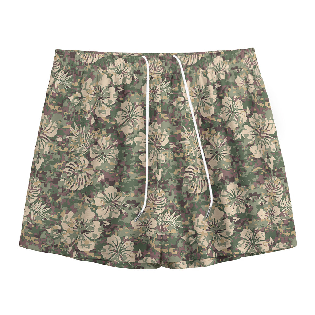 Aloha Hawaiian Camo Flower Pattern Print Mesh Shorts