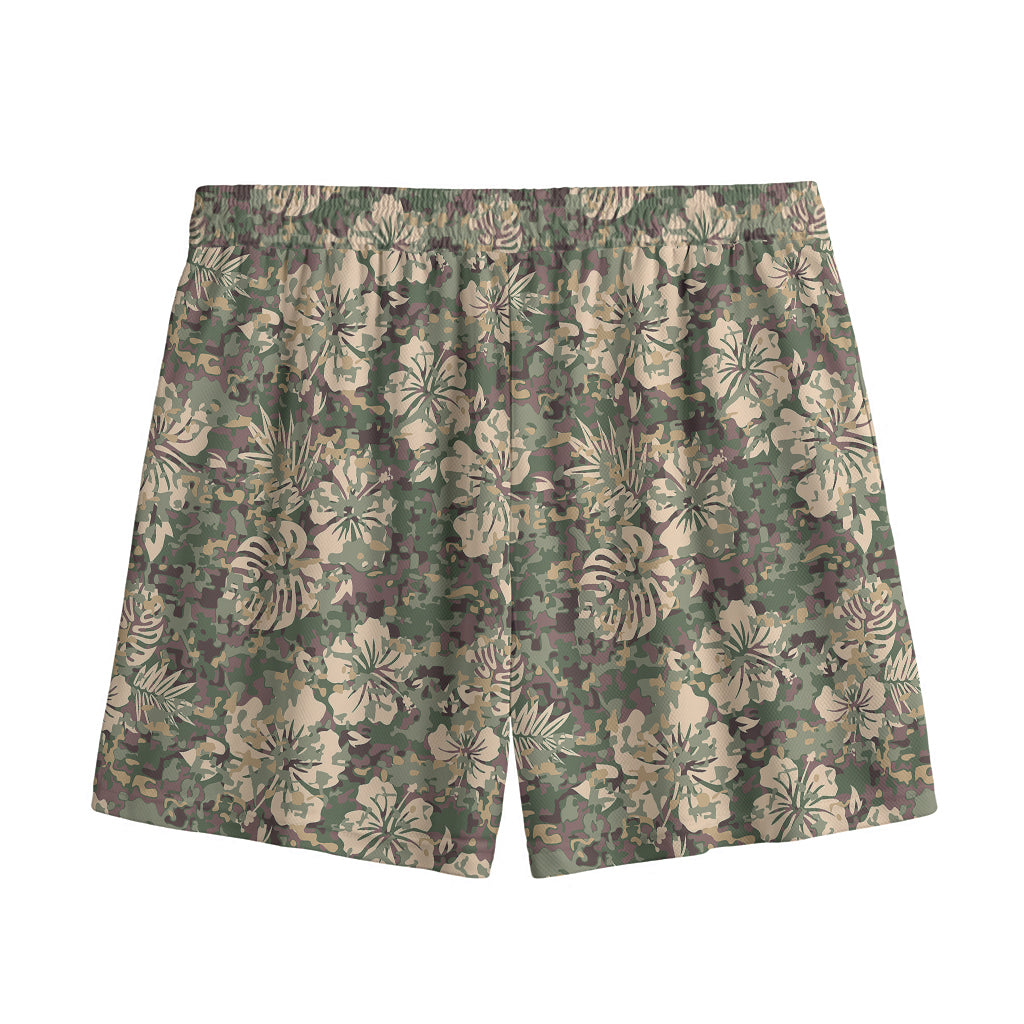 Aloha Hawaiian Camo Flower Pattern Print Mesh Shorts