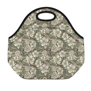 Aloha Hawaiian Camo Flower Pattern Print Neoprene Lunch Bag