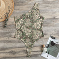 Aloha Hawaiian Camo Flower Pattern Print One Shoulder Bodysuit