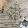 Aloha Hawaiian Camo Flower Pattern Print One Shoulder Bodysuit