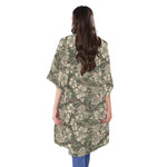 Aloha Hawaiian Camo Flower Pattern Print Open Front Beach Cover Up