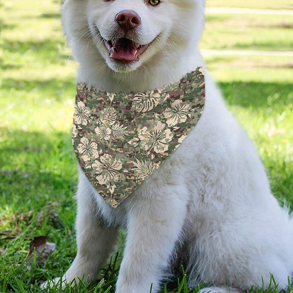 Aloha Hawaiian Camo Flower Pattern Print Over The Collar Dog Bandana