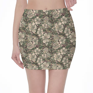 Aloha Hawaiian Camo Flower Pattern Print Pencil Mini Skirt