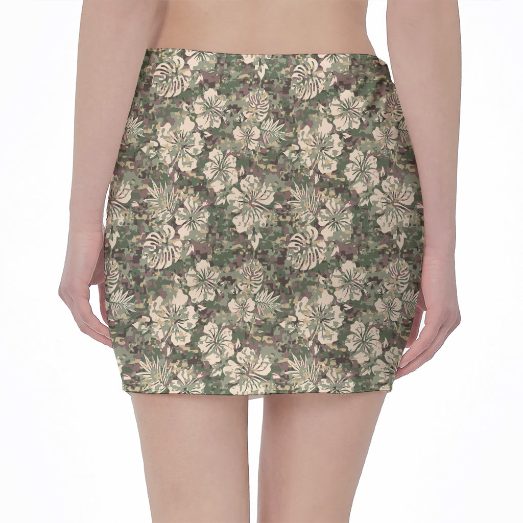 Aloha Hawaiian Camo Flower Pattern Print Pencil Mini Skirt