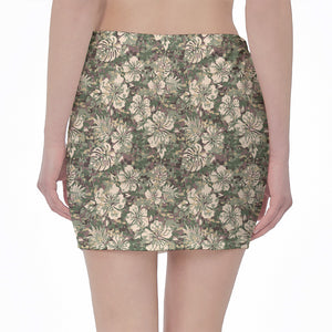 Aloha Hawaiian Camo Flower Pattern Print Pencil Mini Skirt