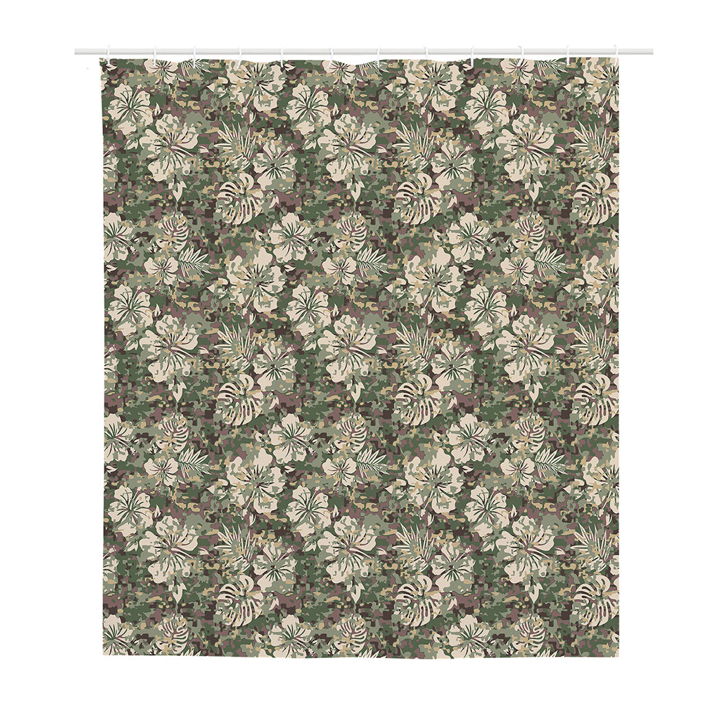 Aloha Hawaiian Camo Flower Pattern Print Polyester Shower Curtain