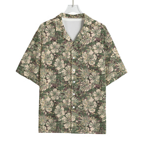 Aloha Hawaiian Camo Flower Pattern Print Rayon Hawaiian Shirt