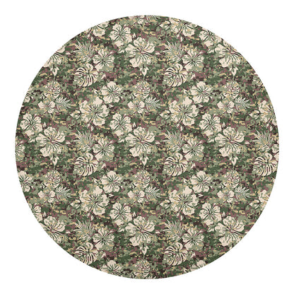 Aloha Hawaiian Camo Flower Pattern Print Round Blanket