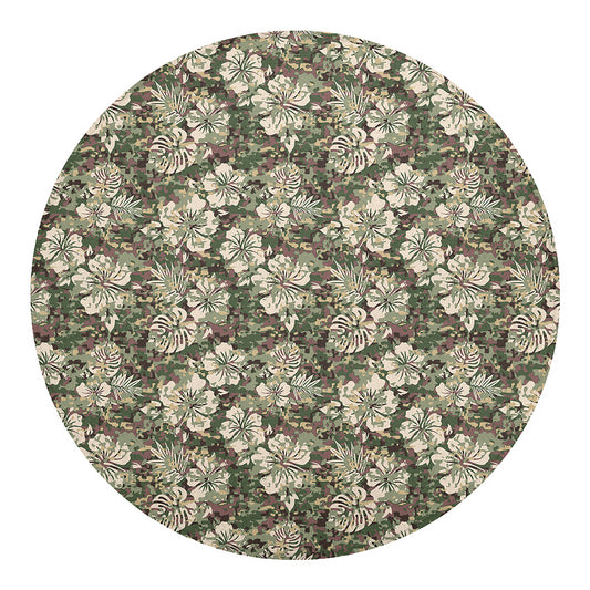 Aloha Hawaiian Camo Flower Pattern Print Round Blanket