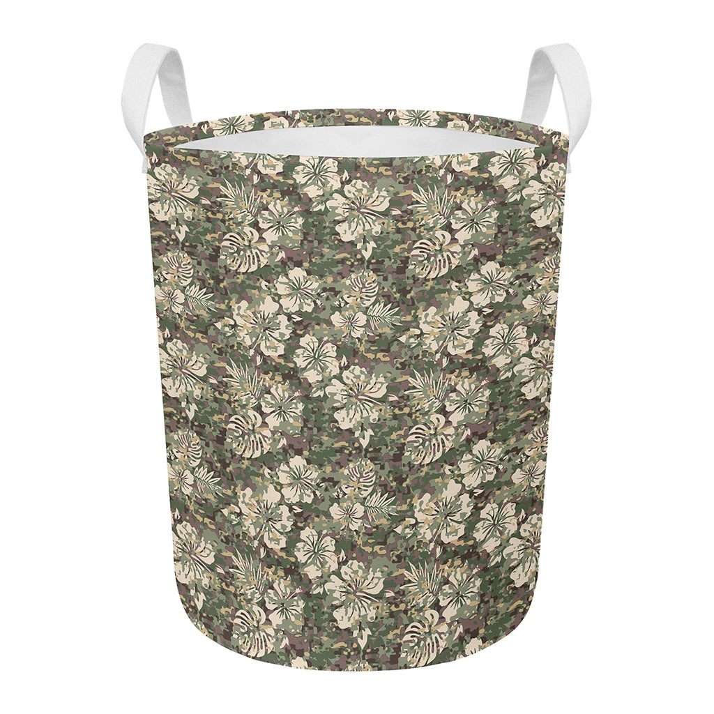 Aloha Hawaiian Camo Flower Pattern Print Round Laundry Basket