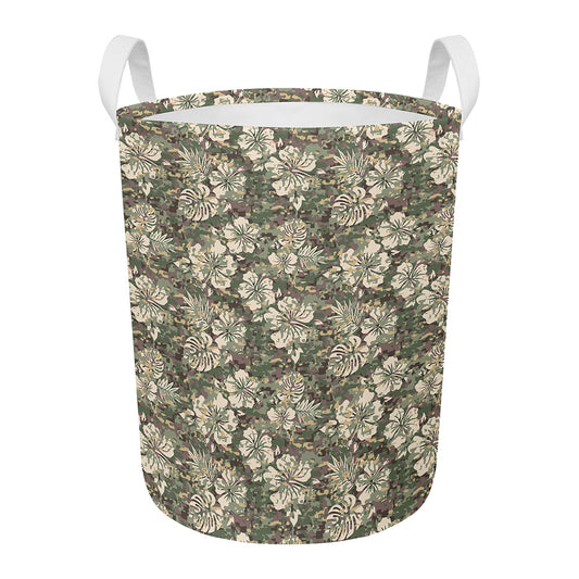 Aloha Hawaiian Camo Flower Pattern Print Round Laundry Basket