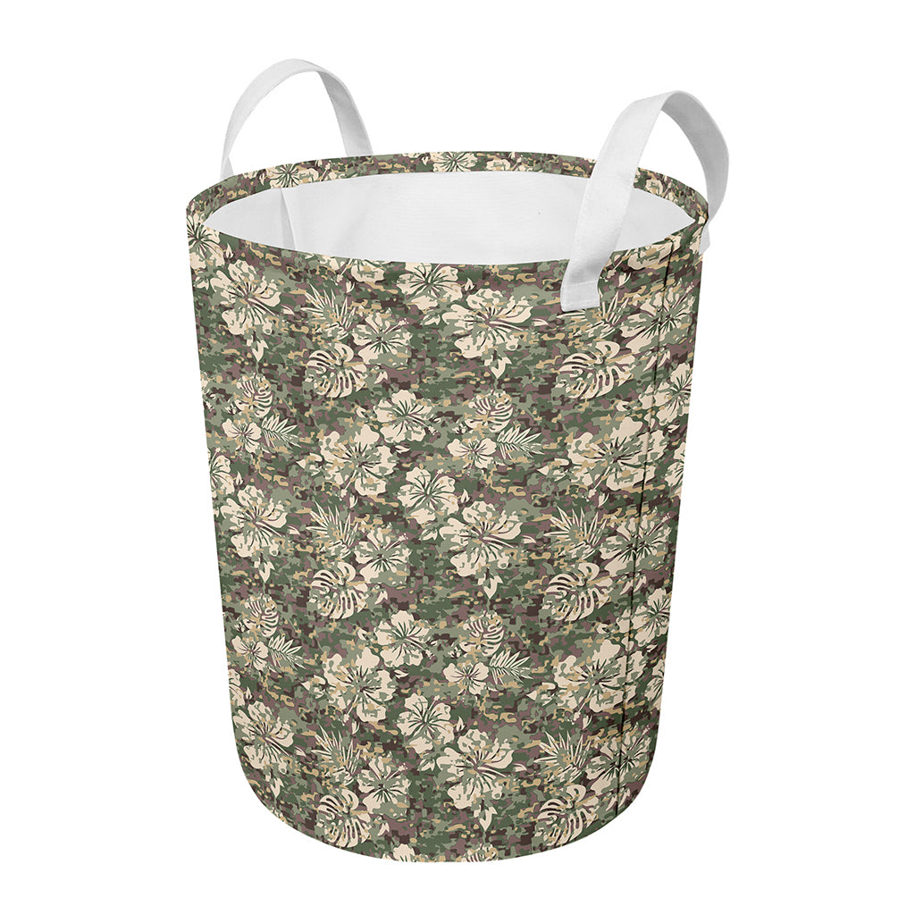 Aloha Hawaiian Camo Flower Pattern Print Round Laundry Basket