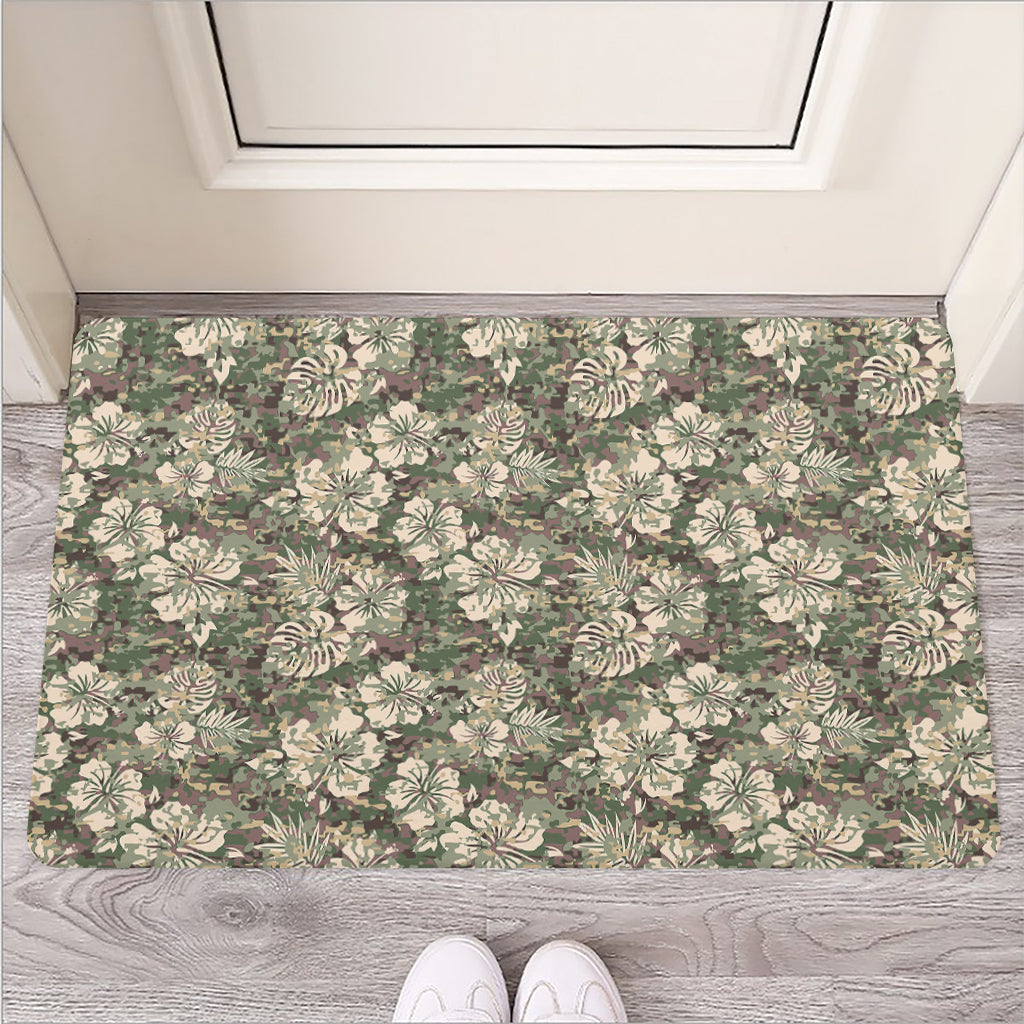 Aloha Hawaiian Camo Flower Pattern Print Rubber Doormat