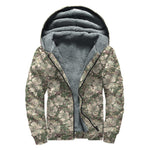 Aloha Hawaiian Camo Flower Pattern Print Sherpa Lined Zip Up Hoodie