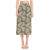 Aloha Hawaiian Camo Flower Pattern Print Side Slit Midi Skirt