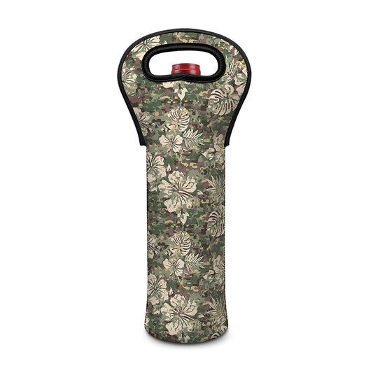 Aloha Hawaiian Camo Flower Pattern Print Single Neoprene Wine Tote