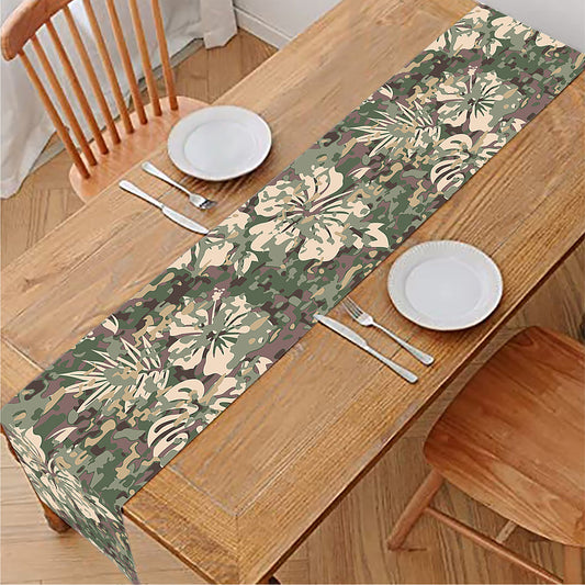 Aloha Hawaiian Camo Flower Pattern Print Table Runner