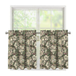 Aloha Hawaiian Camo Flower Pattern Print Tier Curtains