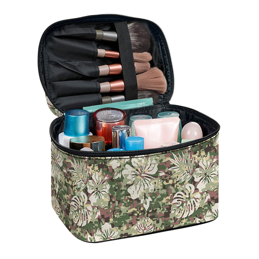 Aloha Hawaiian Camo Flower Pattern Print Travel Makeup Bag