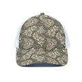 Aloha Hawaiian Camo Flower Pattern Print White Mesh Trucker Hat