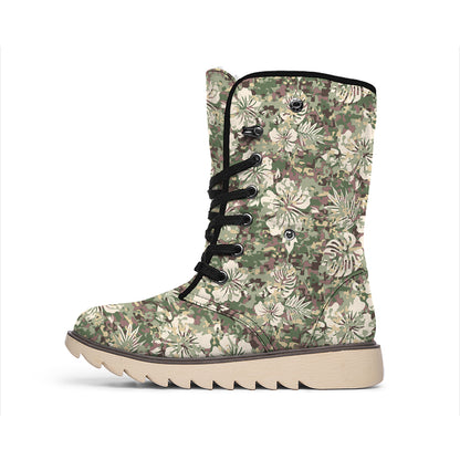 Aloha Hawaiian Camo Flower Pattern Print Winter Boots