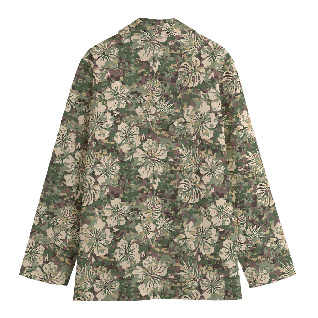 Aloha Hawaiian Camo Flower Pattern Print Women's Blazer