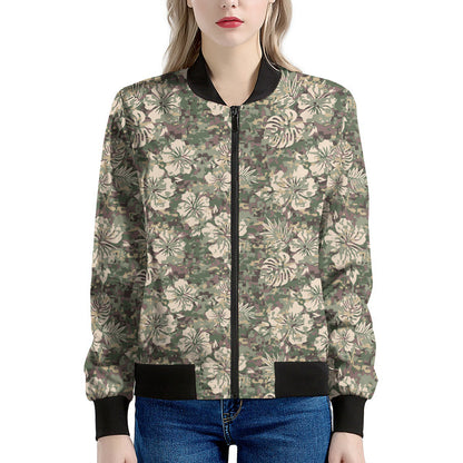 Aloha Hawaiian Camo Flower Pattern Print Women's Bomber Jacket