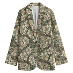 Aloha Hawaiian Camo Flower Pattern Print Women's Cotton Blazer