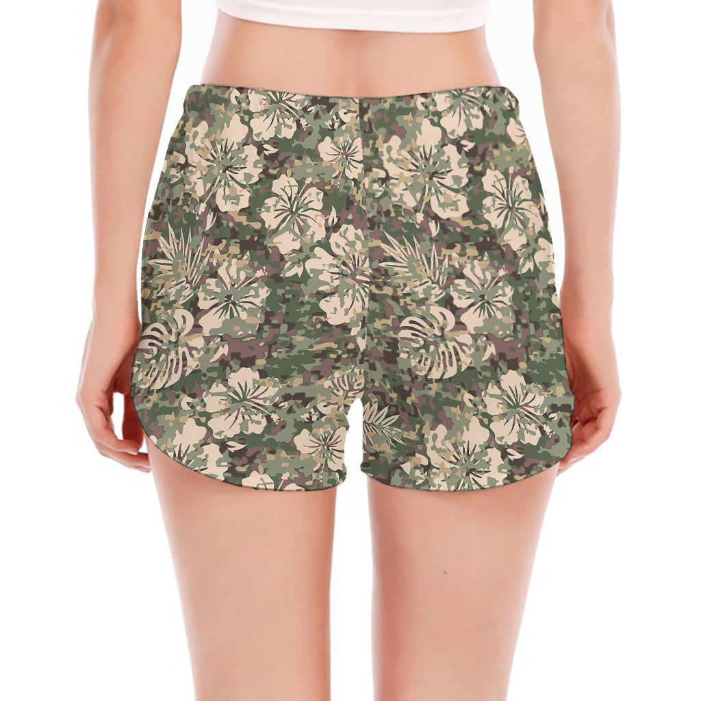Aloha Hawaiian Camo Flower Pattern Print Women's Split Running Shorts