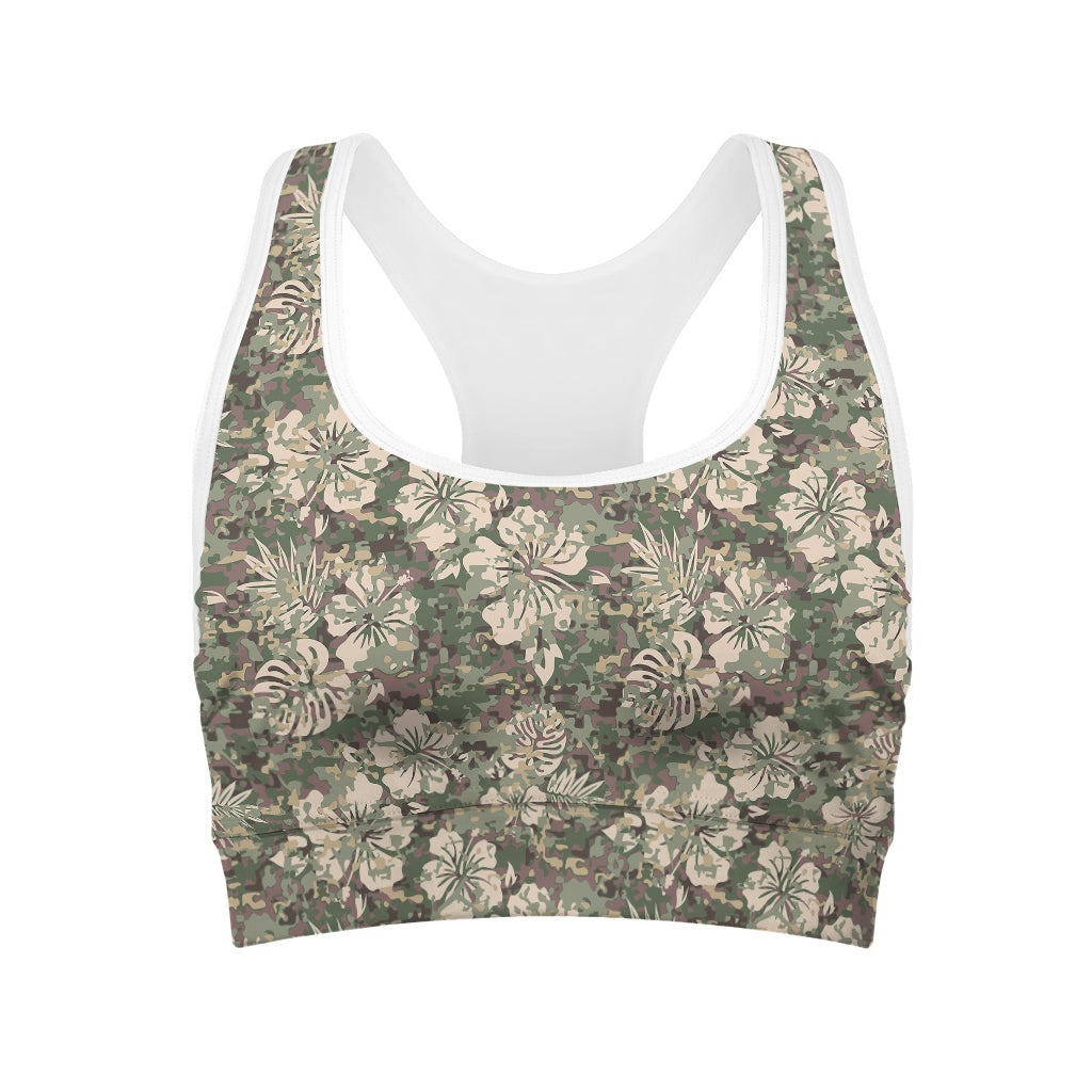 Aloha Hawaiian Camo Flower Pattern Print Women's Sports Bra