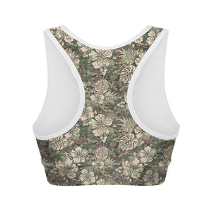 Aloha Hawaiian Camo Flower Pattern Print Women's Sports Bra