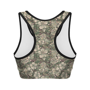 Aloha Hawaiian Camo Flower Pattern Print Women's Sports Bra