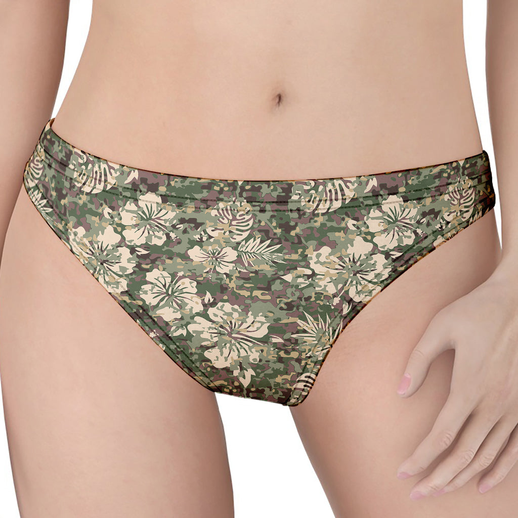 Aloha Hawaiian Camo Flower Pattern Print Women's Thong