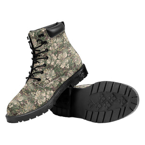 Aloha Hawaiian Camo Flower Pattern Print Work Boots